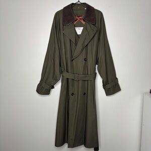 Towne London Fog Trench Coat Men's Size 46 Long Zip Out Lining Vintage Rain Coat